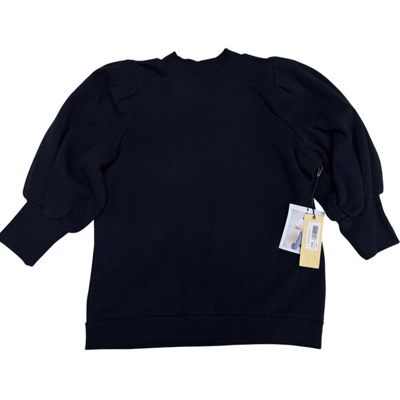 NEW Nation Ltd. Mandi Dressed Up Sweatshirt In Black Womens SS Top, Size S NWT - Picture 1 of 7